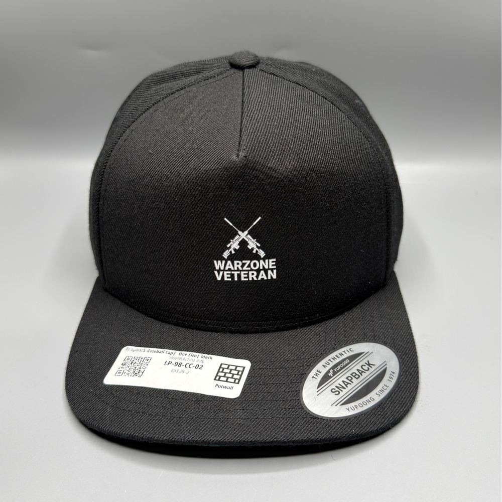 War Zone Veteran Hat Cap Yupoong Black Snipe Rifle Gun Logo Snapback Military